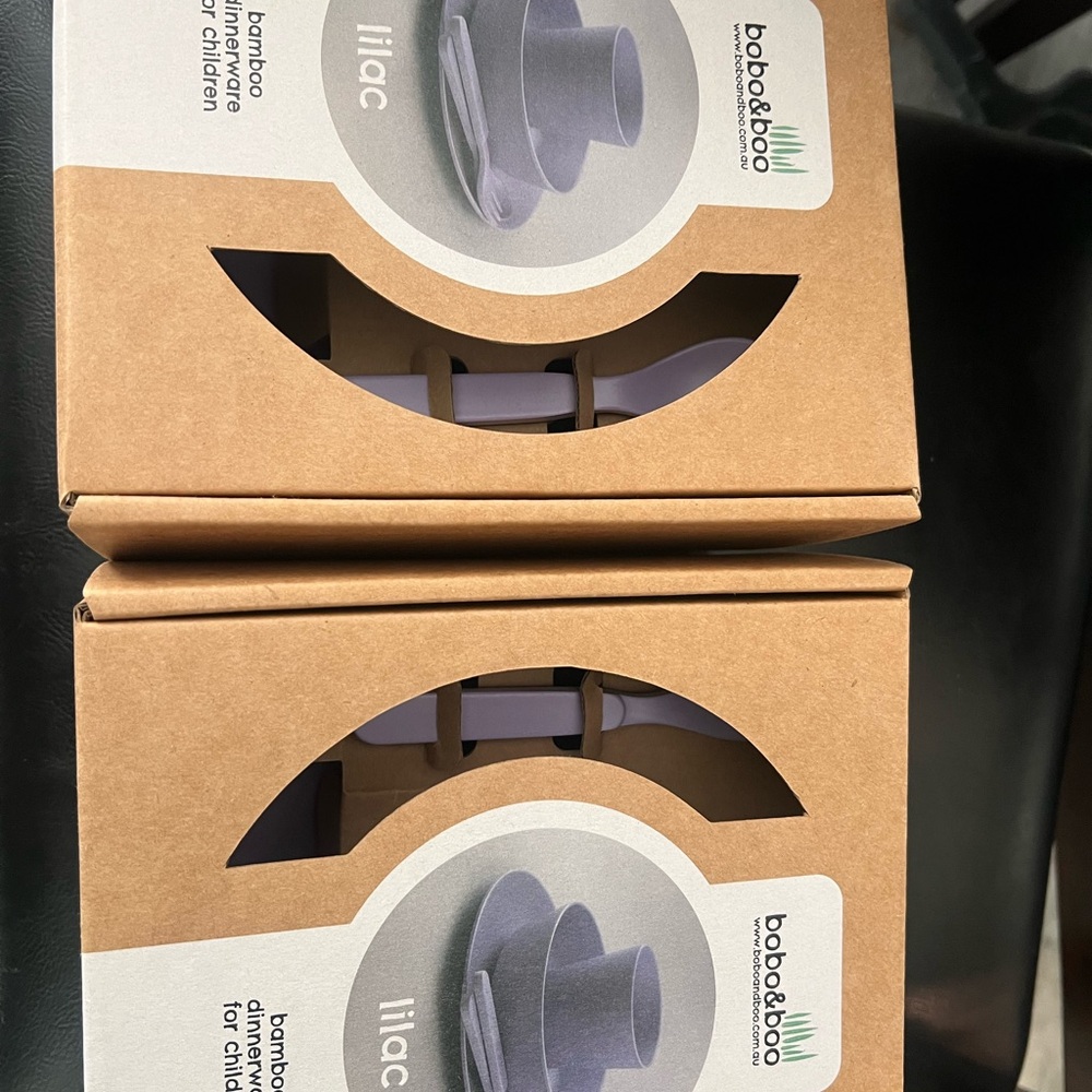 NEW 2 SETS- Lilac Bamboo Dinnerware for Children